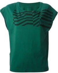 Женская темно-зеленая футболка с круглым вырезом с принтом