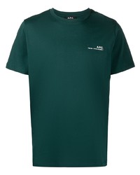 Мужская темно-зеленая футболка с круглым вырезом от A.P.C.