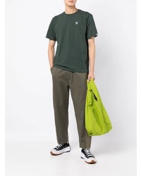 Мужская темно-зеленая футболка с круглым вырезом от AAPE BY A BATHING APE