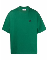 Мужская темно-зеленая футболка с круглым вырезом от Ami Paris