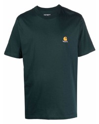 Мужская темно-зеленая футболка с круглым вырезом от Carhartt WIP