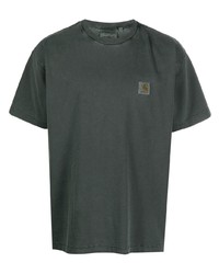 Мужская темно-зеленая футболка с круглым вырезом от Carhartt WIP
