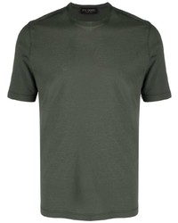 Мужская темно-зеленая футболка с круглым вырезом от Dell'oglio