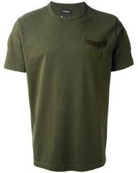 Мужская темно-зеленая футболка с круглым вырезом от Diesel