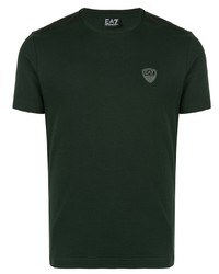 Мужская темно-зеленая футболка с круглым вырезом от Ea7 Emporio Armani