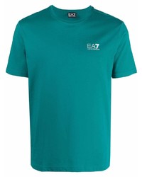 Мужская темно-зеленая футболка с круглым вырезом от Ea7 Emporio Armani
