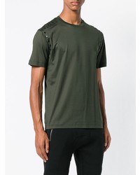 Мужская темно-зеленая футболка с круглым вырезом от Les Hommes