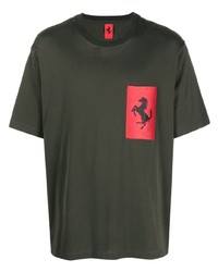 Мужская темно-зеленая футболка с круглым вырезом от Ferrari