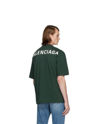 Мужская темно-зеленая футболка с круглым вырезом от Balenciaga