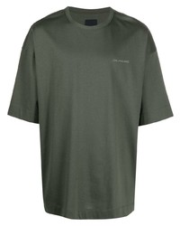 Мужская темно-зеленая футболка с круглым вырезом от Juun.J