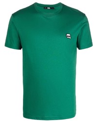 Мужская темно-зеленая футболка с круглым вырезом от Karl Lagerfeld
