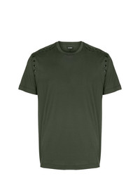 Мужская темно-зеленая футболка с круглым вырезом от Les Hommes