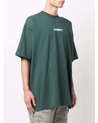 Мужская темно-зеленая футболка с круглым вырезом от Vetements