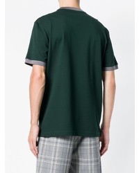 Мужская темно-зеленая футболка с круглым вырезом от Prada