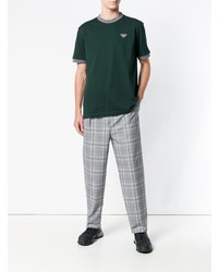 Мужская темно-зеленая футболка с круглым вырезом от Prada