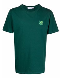 Мужская темно-зеленая футболка с круглым вырезом от MAISON KITSUNÉ