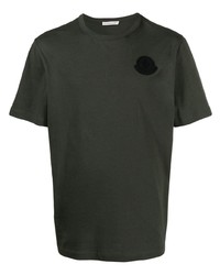 Мужская темно-зеленая футболка с круглым вырезом от Moncler