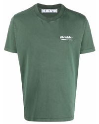 Мужская темно-зеленая футболка с круглым вырезом от Off-White