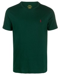 Мужская темно-зеленая футболка с круглым вырезом от Polo Ralph Lauren