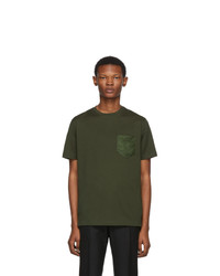 Мужская темно-зеленая футболка с круглым вырезом от Prada