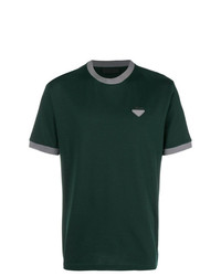 Мужская темно-зеленая футболка с круглым вырезом от Prada