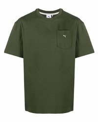 Мужская темно-зеленая футболка с круглым вырезом от Puma