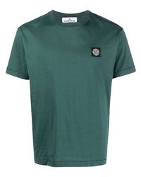 Мужская темно-зеленая футболка с круглым вырезом от Stone Island