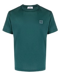 Мужская темно-зеленая футболка с круглым вырезом от Stone Island