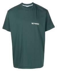 Мужская темно-зеленая футболка с круглым вырезом от Sunnei