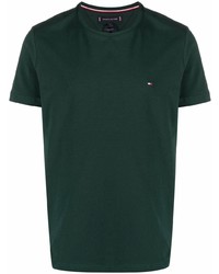 Мужская темно-зеленая футболка с круглым вырезом от Tommy Hilfiger
