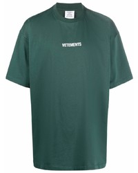 Мужская темно-зеленая футболка с круглым вырезом от Vetements