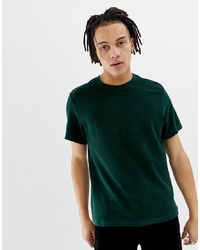 Мужская темно-зеленая футболка с круглым вырезом от Weekday