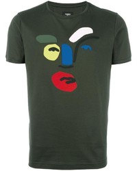 Мужская темно-зеленая футболка от Fendi