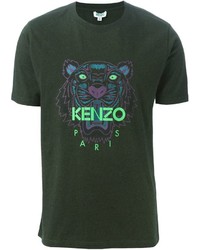 Мужская темно-зеленая футболка от Kenzo