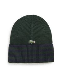 Темно-зеленая шапка в горизонтальную полоску