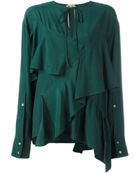 Темно-зеленая шелковая блузка от No.21