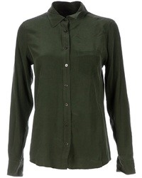 Темно-зеленая шелковая рубашка