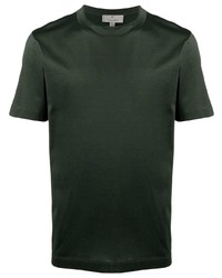 Темно-зеленая шелковая футболка с круглым вырезом