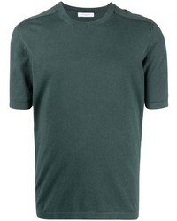 Мужская темно-зеленая шелковая футболка с круглым вырезом от Boglioli