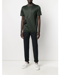 Мужская темно-зеленая шелковая футболка с круглым вырезом от Canali