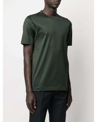 Мужская темно-зеленая шелковая футболка с круглым вырезом от Canali