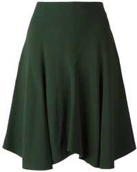 Темно-зеленая шелковая юбка со складками от Chloé