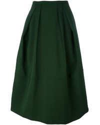 Темно-зеленая шелковая юбка со складками от Jil Sander