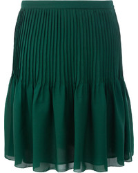 Темно-зеленая шелковая юбка со складками от Oscar de la Renta