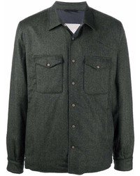 Мужская темно-зеленая шерстяная куртка-рубашка от Mazzarelli