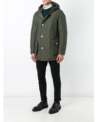 Мужская темно-зеленая шерстяная парка от Woolrich