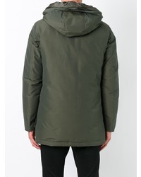 Мужская темно-зеленая шерстяная парка от Woolrich