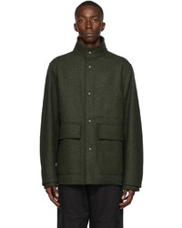 Темно-зеленая шерстяная полевая куртка