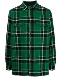 Мужская темно-зеленая шерстяная рубашка с длинным рукавом в шотландскую клетку от Polo Ralph Lauren