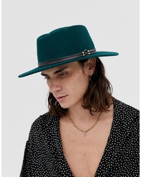 Мужская темно-зеленая шерстяная шляпа от ASOS DESIGN